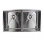 Stainless Steel Handmade Round Corners Double Bowls Top / Undermount / Flush Mount Kitchen Sink 770*440*230mm